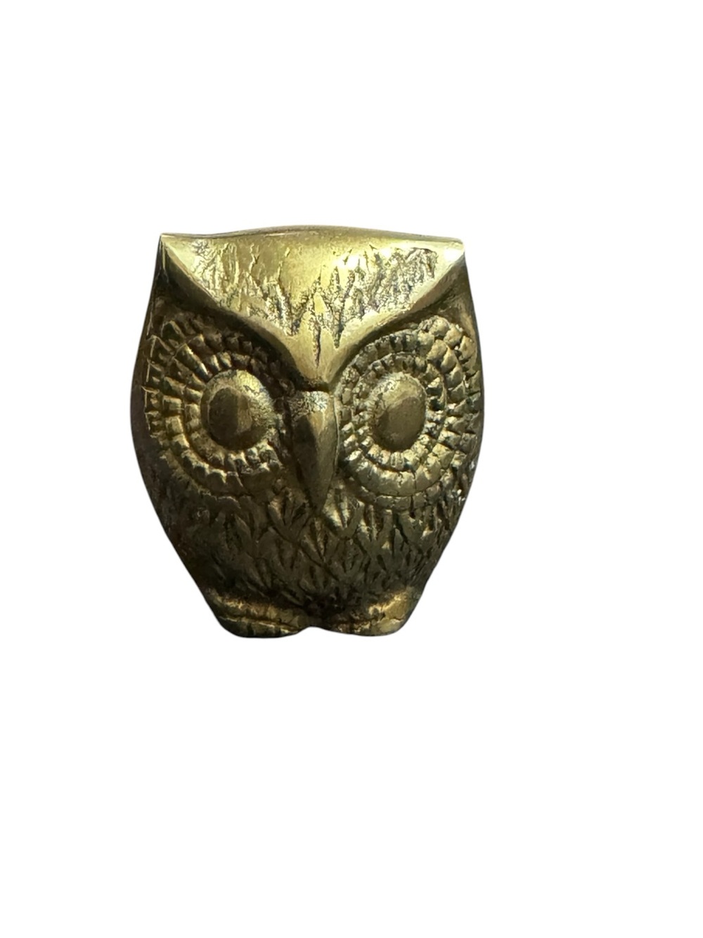 Brass Owl Statue Paperweight MCM Charming Kitschy Vintage Fun Figurine Korea